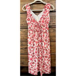 SAMANTHA SIPOS Rent the Runway Strawberry Floral Sleeveless Chiffon Dress Sz M